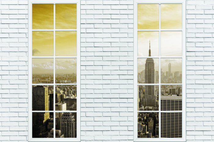Papier peint  Vue par la fenêtre sur la silhouette de New York