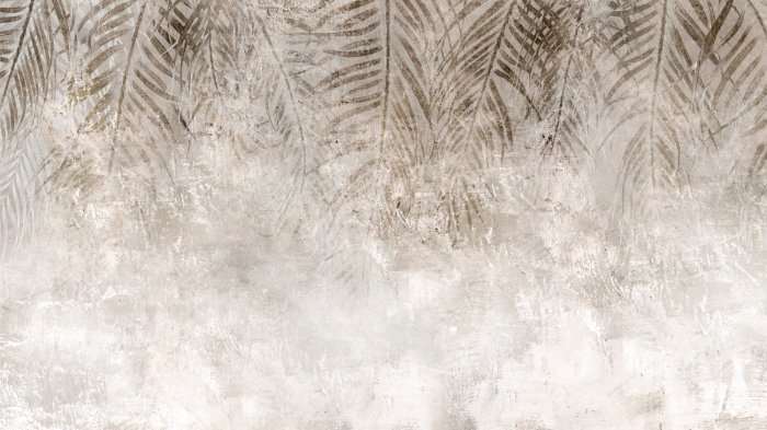 Papier peint  Feuilles de palmier brunes sur fond en béton style loft