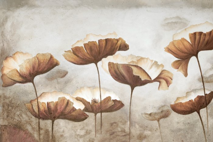 Papier peint  Coquelicots en style industriel