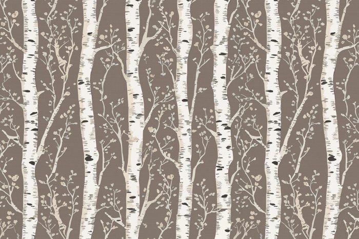 Papier peint  Bouleaux sur fond brun avec texture subtile
