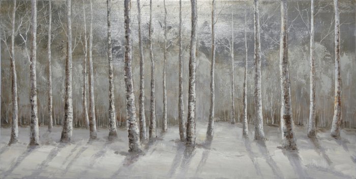 Papier peint  Forêt de bouleaux monochrome en hiver