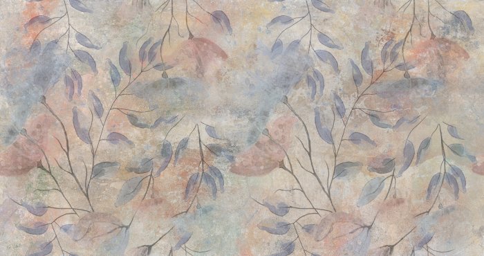 Papier peint  Motif botanique avec des coquelicots et des feuilles