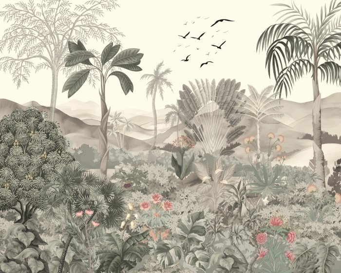 Papier peint  Jungle tropicale pleine de plantes vertes