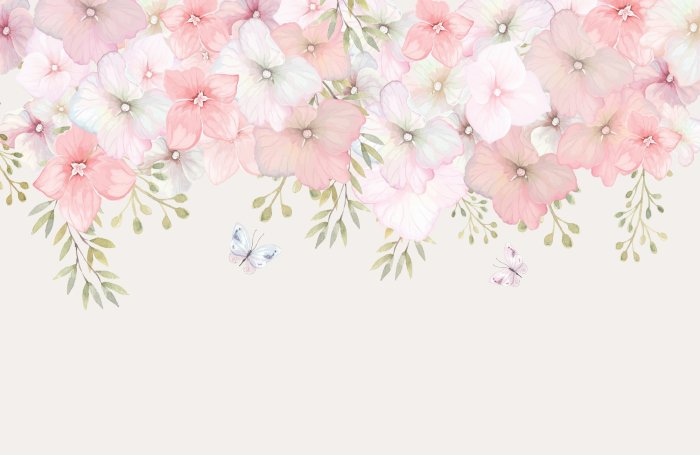 Papier peint  Petite ville féerique avec chatons, ballons et cerfs-volants dans le ciel