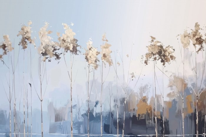 Papier peint  Arbres abstraits, paysage naturel en style minimaliste