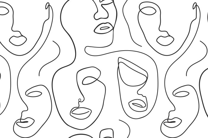 Papier peint  Portraits féminins minimalistes dans une abstraction en noir et blanc