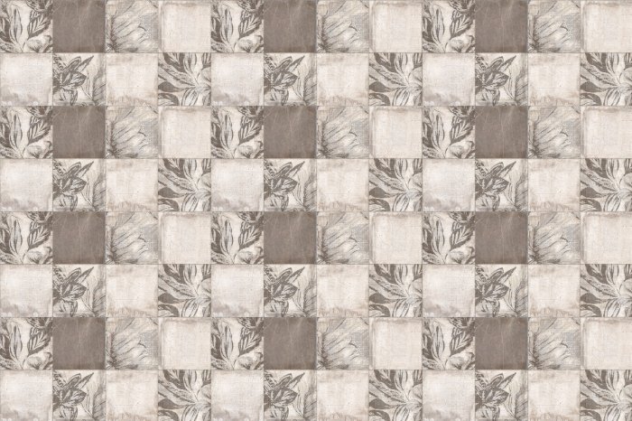 Papier peint  Carreaux carrés avec motif botanique