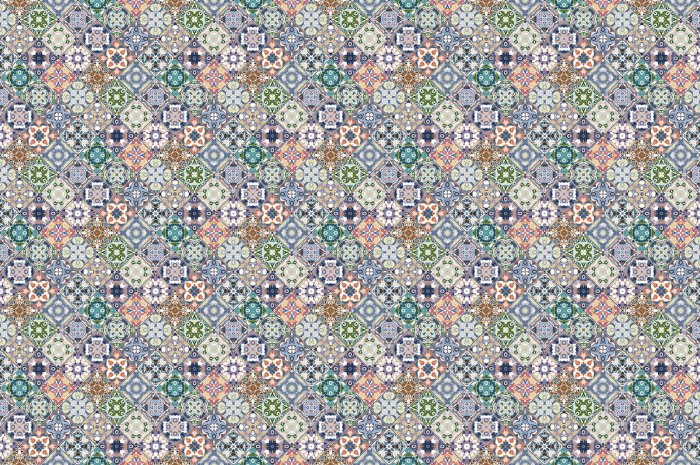 Papier peint  Motif richement décoré en imitation de carreaux