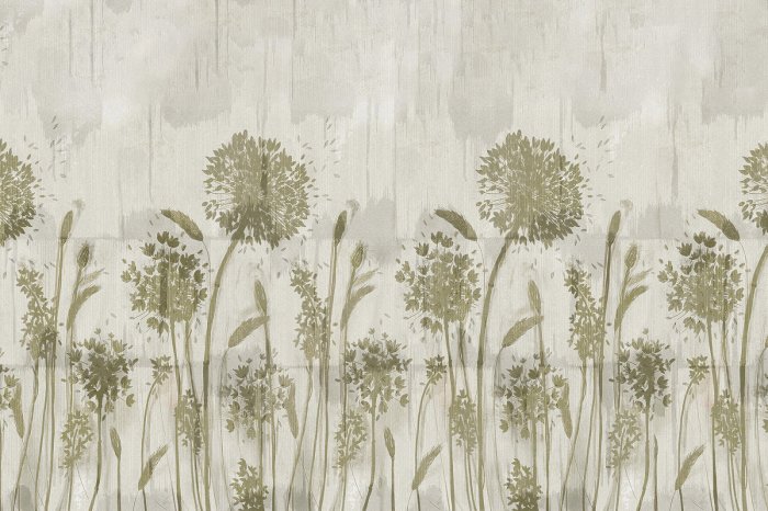 Papier peint  Pissenlits délicats sur fond gris