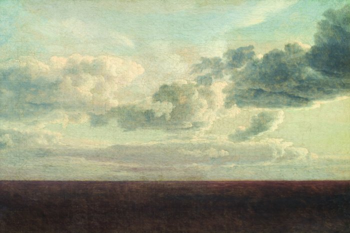 Papier peint  Prairie sauvage sur un ciel avec des nuages blancs