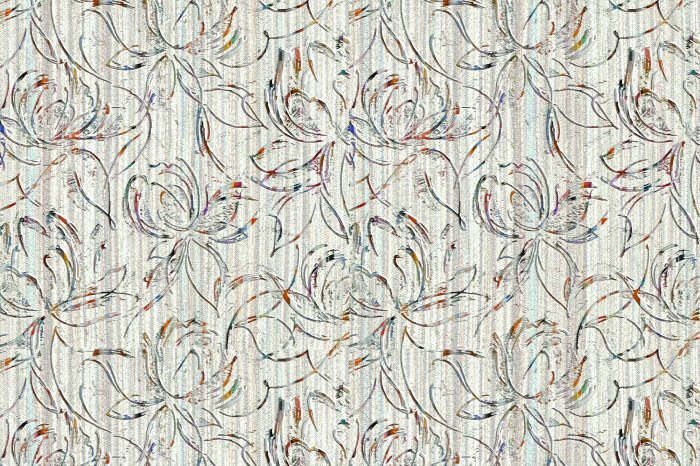 Papier peint  Croquis de fleurs sur fond de fines rayures