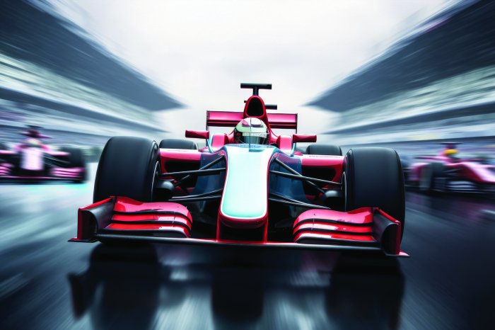 Papier peint  Voiture de Formule 1 rouge pendant la course