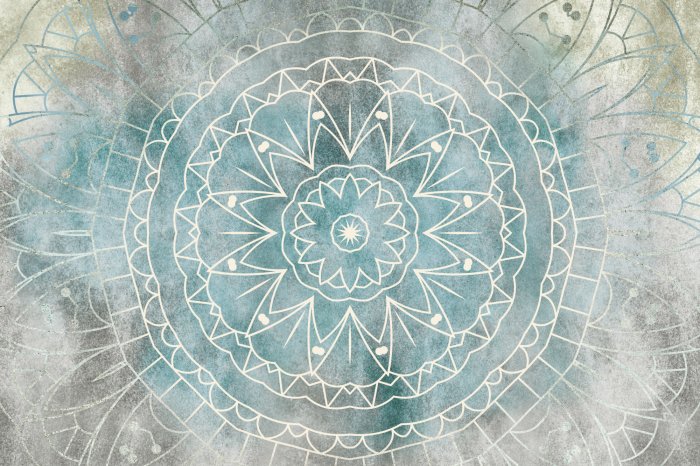 Papier peint  Lignes formant une mandala sur fond bleu