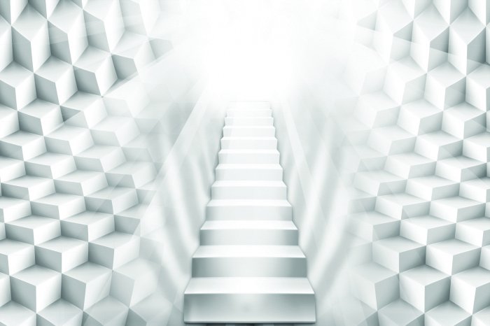 Papier peint  Motif tridimensionnel avec escaliers vers la lumière