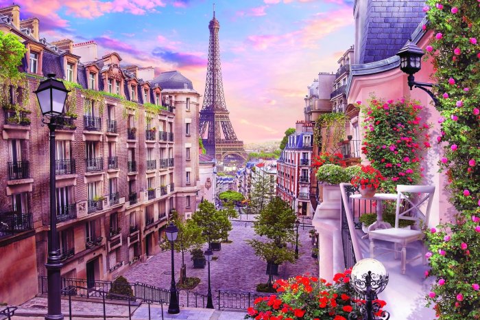 Papier peint  Panorama pittoresque de Paris avec la Tour Eiffel