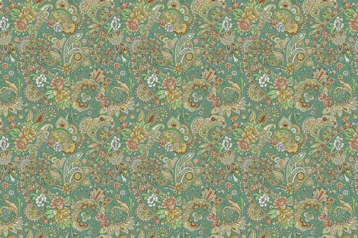 Papier peint  Motif ornemental avec des fleurs et des plantes