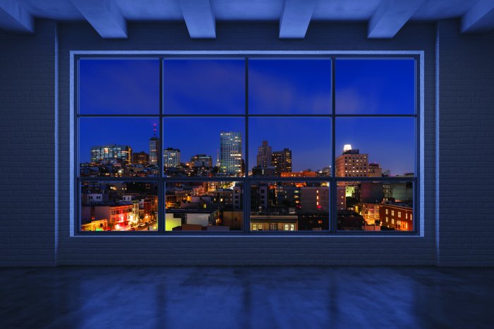 Papier peint  Vue de la fenêtre sur la ville la nuit