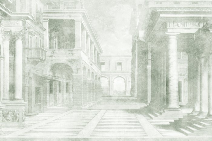 Papier peint  Architecture ancienne en tons de gris