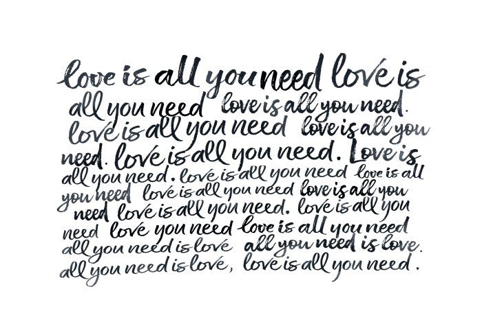 Papier peint  Description noire de l'amour sur fond blanc