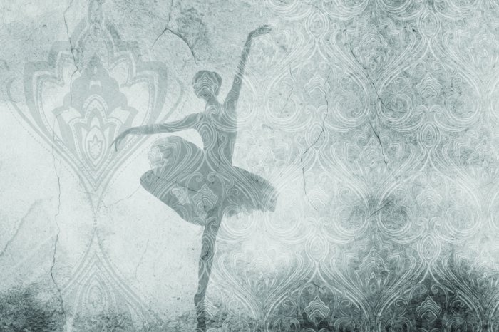Papier peint  Femme dansant le ballet sur un ornement en béton