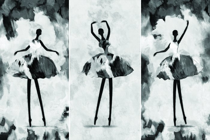 Papier peint  Ballets peints en noir et blanc