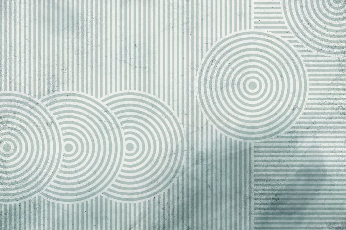 Papier peint  Cercles gris avec des rayures sur fond blanc