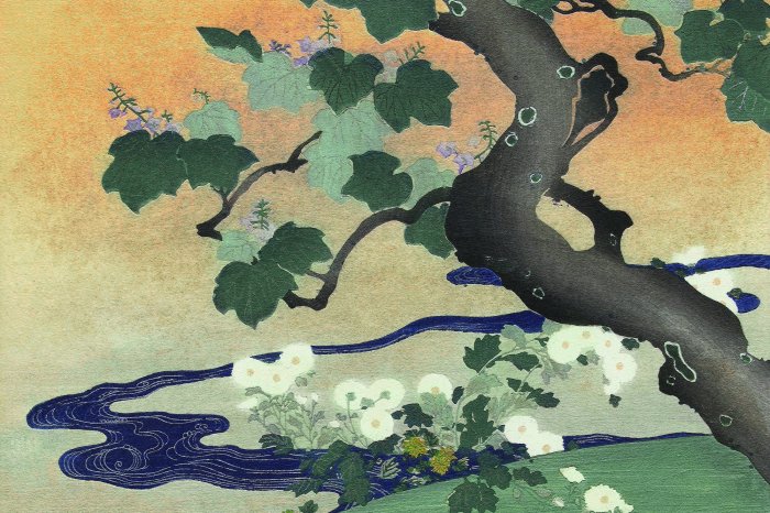 Papier peint  Paysage végétal japonais abstrait