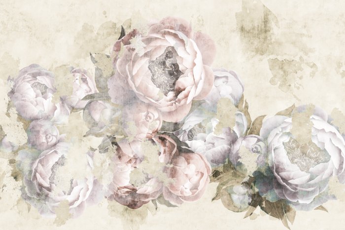 Papier peint  Fleurs délicates de pivoine rose