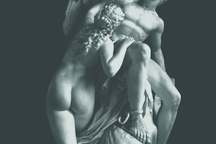 Papier peint  Femme et homme dans un motif sculptural