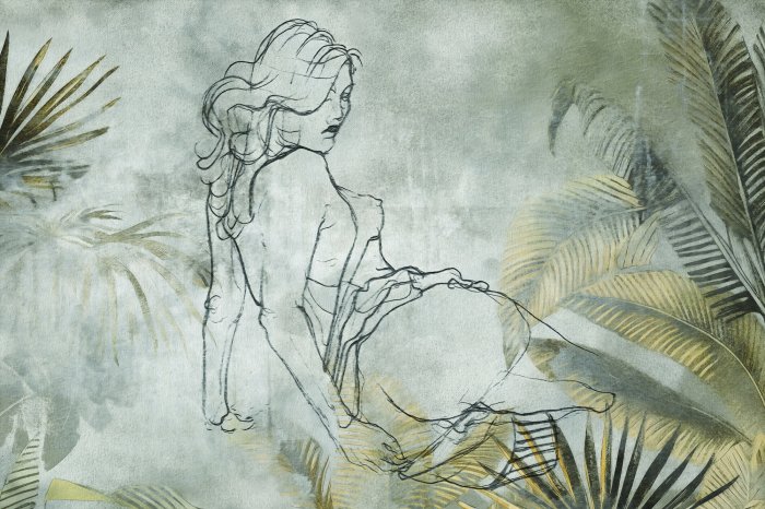 Papier peint  Formes féminines parmi la végétation tropicale