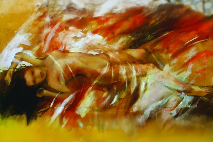 Papier peint  Silhouette délicate peinte d'une femme