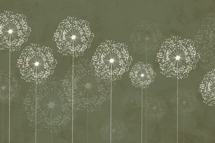 Papier peint  Fleurs délicates sur fond marron