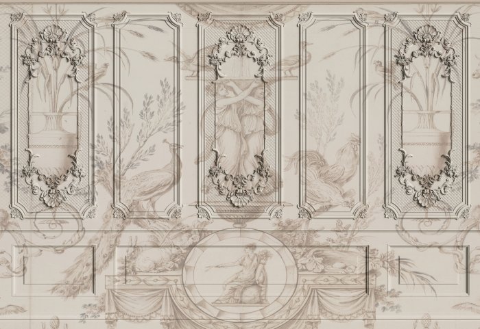 Papier peint  Moulure rustique en tons beiges