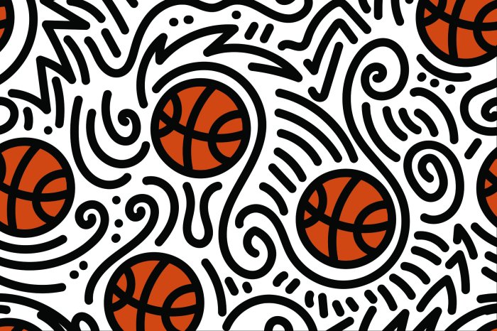 Papier peint  Dessin avec un ballon de basket