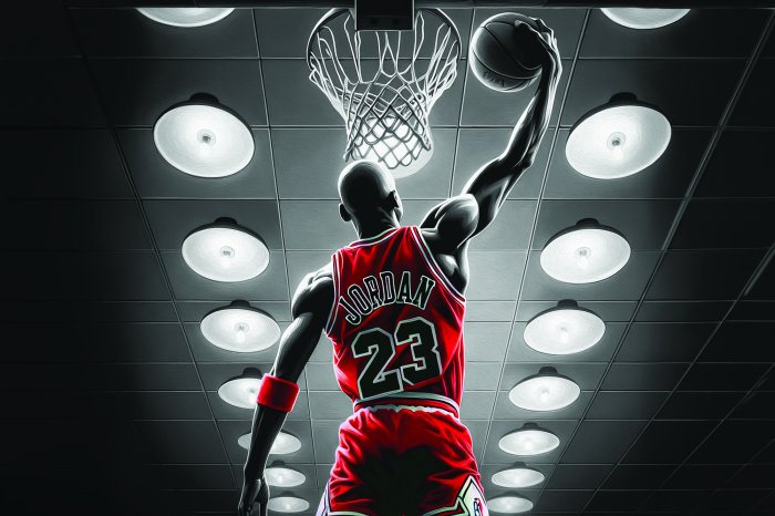 Papier peint  Athlète lançant le ballon dans le panier