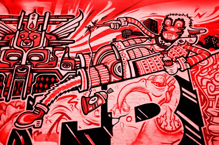 Papier peint  Figure abstraite graffiti rouge