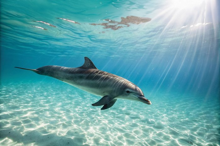 Papier peint  Dauphin nageant au fond de l'océan