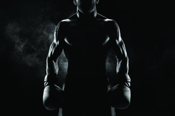 Papier peint  Homme musclé portant des gants de boxe