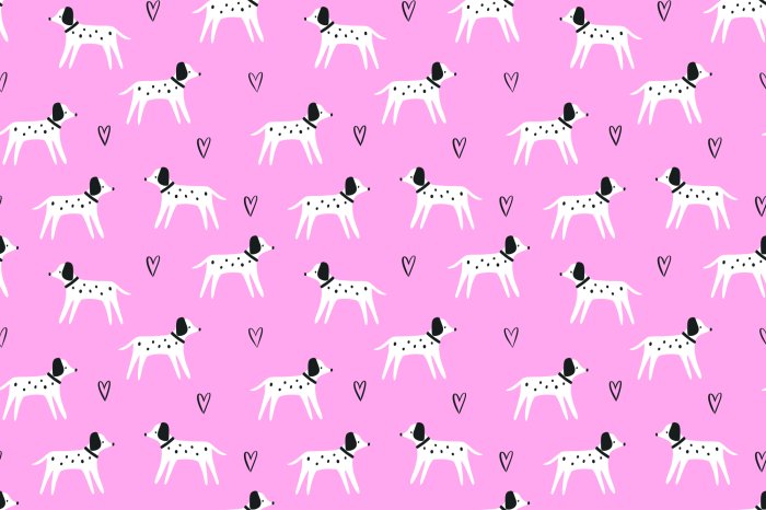 Papier peint  Chiens dalmatien sur fond rose