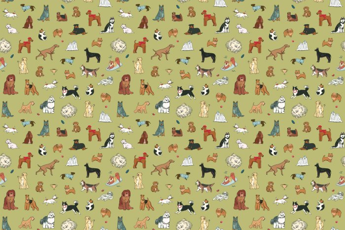 Papier peint  Chiens petits et grands abstraits