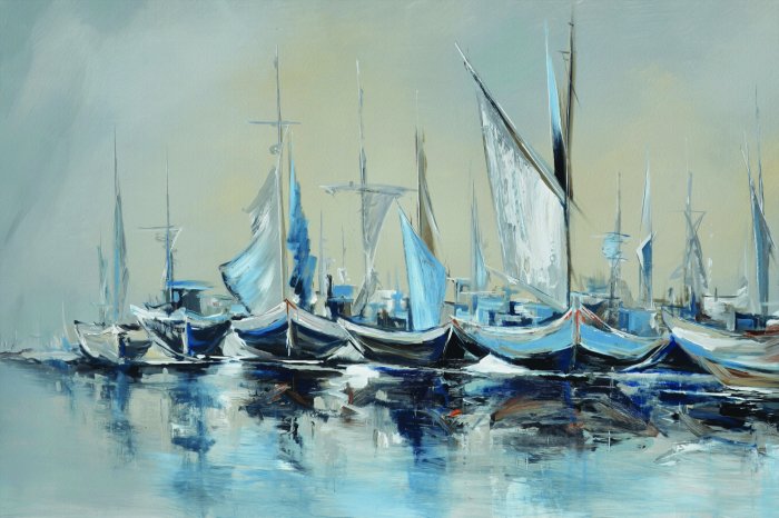 Papier peint  Motif pittoresque avec des voiliers sur l'eau