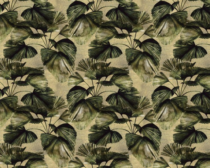 Papier peint  Feuilles de palmier vertes au style vintage