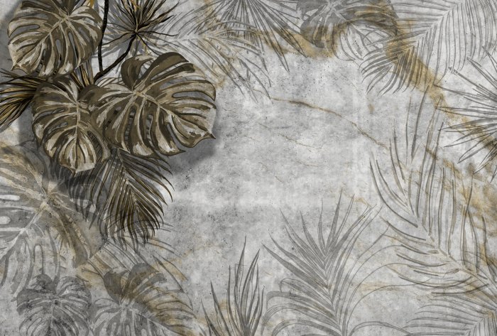 Papier peint  Feuilles exotiques de palmier et monstera
