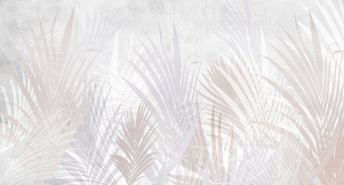 Papier peint  Grandes Feuilles Tropicales sur Fond Gris
