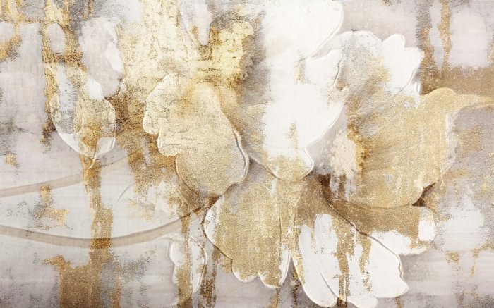 Papier peint  Fleur Blanche sur Fond en Béton Style Industriel