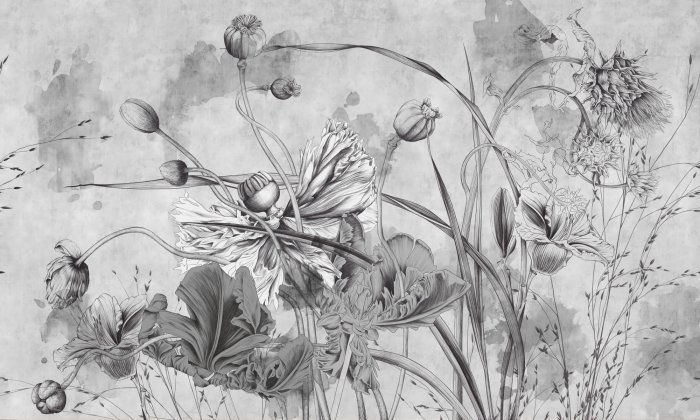 Papier peint  Fleurs Sauvages en Tons Monochromes
