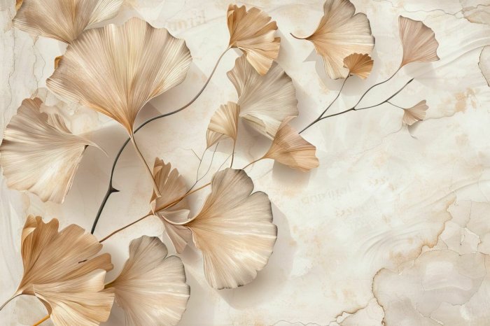 Papier peint  Feuilles de Ginkgo Abstraites