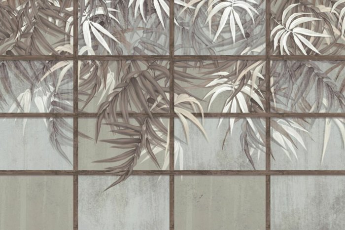 Papier peint  Feuilles sur un fond texturé