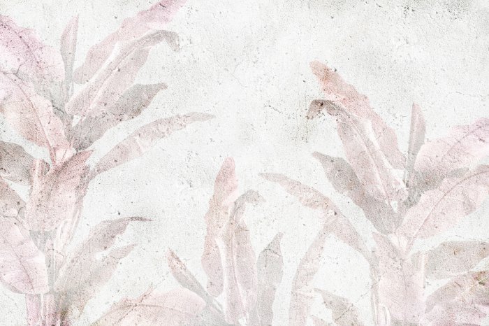 Papier peint  Feuilles de palmier roses sur béton