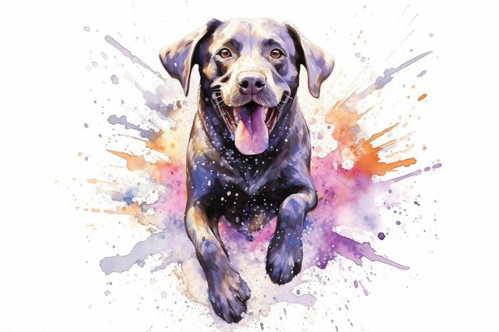 Papier peint  Motif aquarelle portrait de chien en style moderne